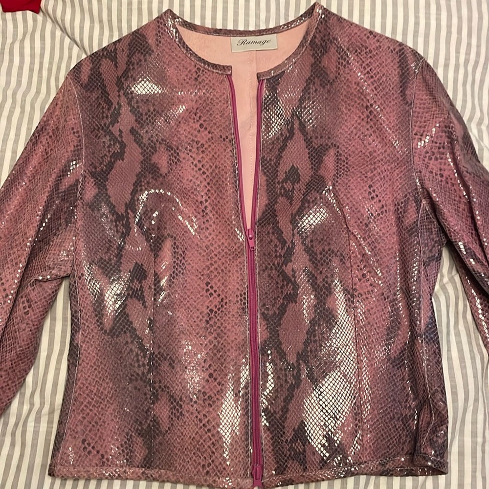Real leather jacket made in Italy - Pink snakeskin jacket!